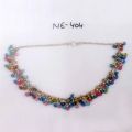 NE-404 multi colour glass beads Work necklace