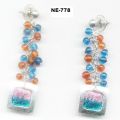 NE-778 Multi Colour Glass Beads Work earrings