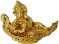 Brass Lord Ganesha Statue Sitting on Throne