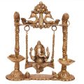 Metal brass Ganesha Swing with Oil Lamp with Peacock Design