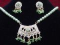 CNP - 228A Artificial Green Pearl Necklace Set