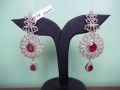 Ad-cz Fashion Designer Earring with Ruby Colour Stone