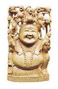 White Wood Laughing Buddha