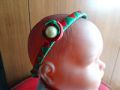 Red and Green Zig Zag Satin Draped Hairband with Pearl