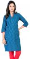 L.BLUE blue cotton women short tunic