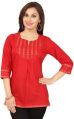Wed Me Red Short Cotton Designer Short Tunic Top for Women