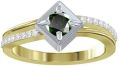 Green Gemstone Stud Solitaire Sterling Silver Ring